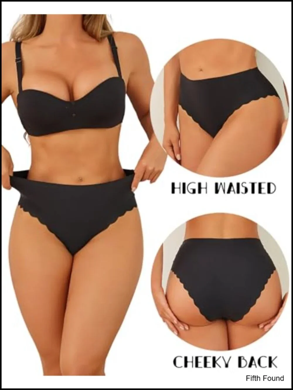High Waisted Seamless Panties for Women Cheeky Bikini No Show Briefs 5 Pack
